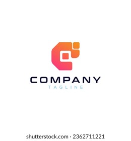 letter C technology gradient logo design