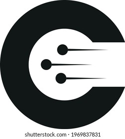 letter c technology logo black