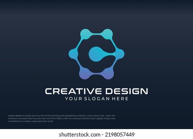 Letter c technology logo design modern