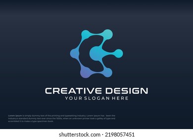 Letter c technology logo design modern