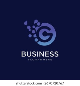 Vector de diseño de logotipo de tecnología de letra C con concepto de círculo de puntos digital