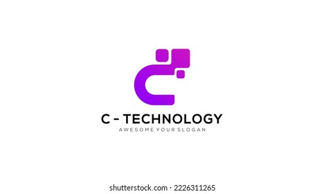 letter c technology Logo designs vector illustration