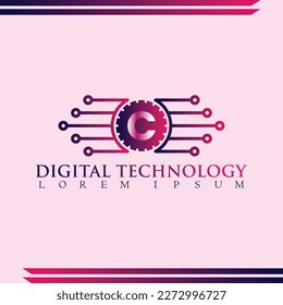 Letter C Technology Logo designs template, Connecting logo symbol template.