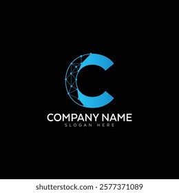 Letter C technology Logo. Letter C modern logo. C Logo simplified. C letter tech initial logo vector icon