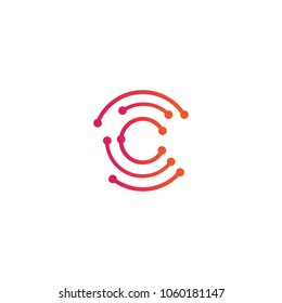 letter C for technology logo template vector download