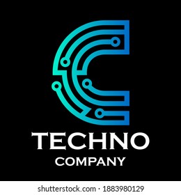 Ilustración del logotipo de la tecnología de letra c. adecuado para equipos, sitios web y su empresa