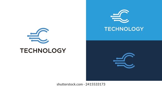 Letter C Technology logo template vector illustration