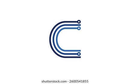 Letter C technology monogram logo design