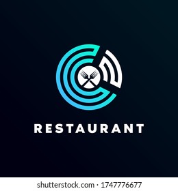 letter C  technology and restaurant logo  icon and illustration