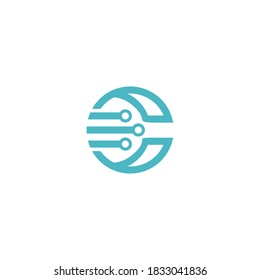 La letra C en estilo tecnológico, que consiste en un símbolo combinado de estilo de alta tecnología, forma una letra "C"