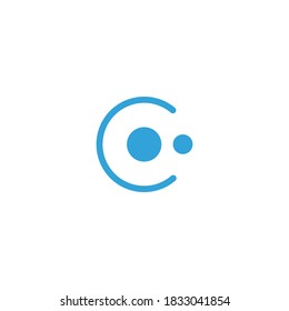 La letra C en estilo tecnológico, que consiste en un símbolo combinado de estilo de alta tecnología, forma una letra "C"