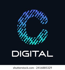 Letter c technology vector logo template. Suitable for technology, digital, web, link, internet, media etc