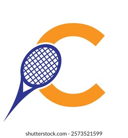 Letter C Tennis Logo. Paddle Symbol Vector Template