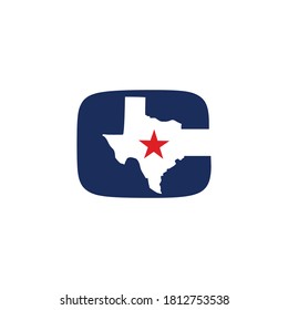 letter c with texas map logo vector