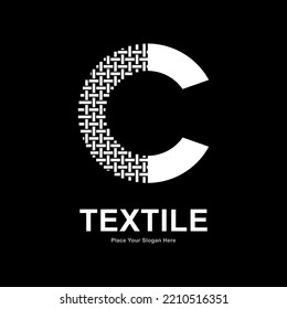 Letter C Textil-Muster und Nählogo, Vektordesign. Geeignet für Geschäfts-, Textil-, Erstname, Mode und Stricken