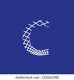 letter C with texture of curved lines that form a lattice