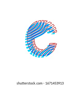 letter C of textured curved lines with patterned appearance