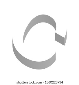 The letter C in three dimensional view