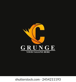Plantilla de diseño de logotipo de letra c y trueno