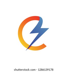 Letter C Thunder Logo Vector
