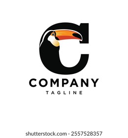 Letter C Toucan Logo Icon Vector