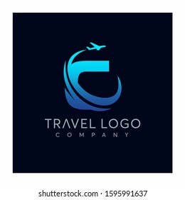 Letter C tour and travel logo design vector