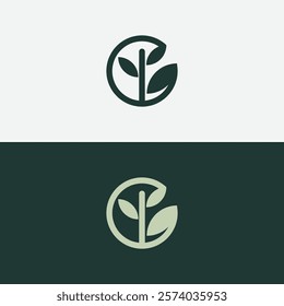 letter C tree or C growth logo concept vector icon
