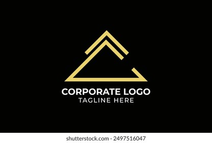 letter C triangle abstract construction company residential contractor home construction logo