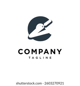Letter C Triangle Bricklaying Trowel Logo Icon Vector