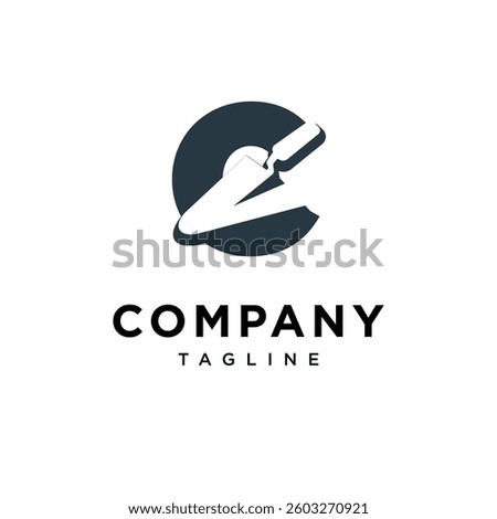 Letter C Triangle Bricklaying Trowel Logo Icon Vector