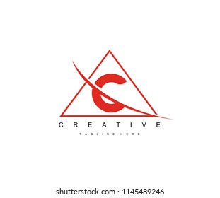 Letter C Triangle Swoosh Logo Design