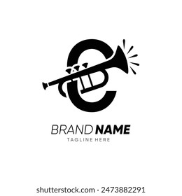 Letter C Trumpet Or Sexophone Logo Design Vector Icon Graphic Emblem Symbol Illustration