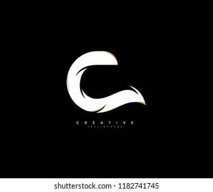 Letter C Typeface Style Cutted Unique Monogram Logo