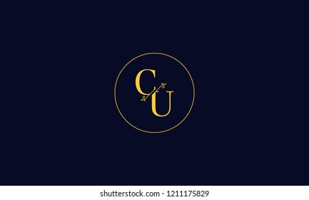 LETTER C AND U MONOGRAM LOGO WITH CIRCLE FRAME FOR LOGO DESIGN OR ILLUSTRATION USE