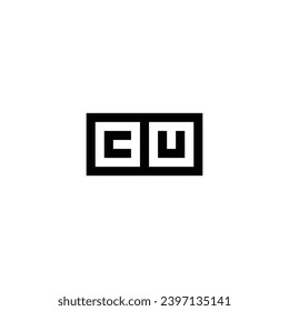 Letter C U square frame geometric symbol simple logo vector