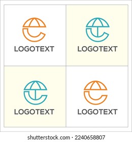 Buchstabe C mit Schirm-Logo-Design-Vorlage
