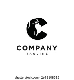 Letter C Umbrellabird Logo Icon Vector