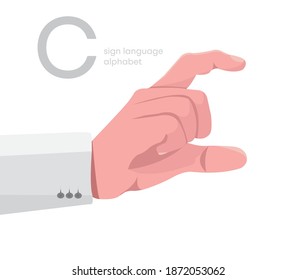 The letter 'C. Universal and Turkish handicapped hand alphabet letter C. Disabled hand. Hand tongue. Learning the alphabet, non-verbal communication, expression gestures vector.