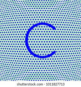 letter C in uppercase with dot effect, blue color for various uses related to teaching and education, editable vector