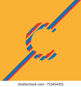 letter C uppercase vector from lines
