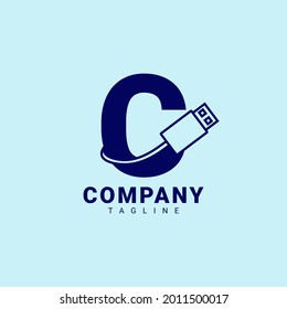 letter C usb clean and professional vector logo design