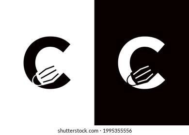 Letter C use face mask. Very suitable in campaign for health fighting coronavirus. Also for icon, symbol, logo and many more.