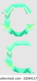 The letter c uses lines to make up the letter. used in graphics