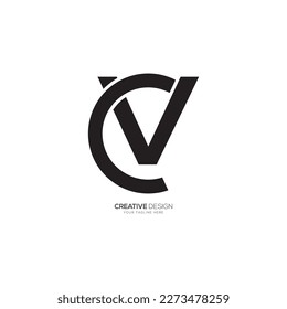 Letter C V creative shape monogram simple logo