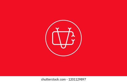 LETTER C AND V LOGO WITH CIRCLE FRAME FOR LOGO DESIGN OR ILLUSTRATION USE