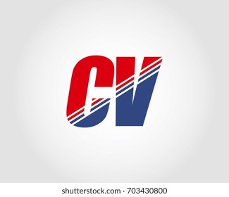 Letter C and V red and blue combination logo