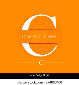 Letter C vector alphabet inserted into the paper cut. ABC concept type as logo. Typography design