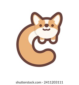 A letter C vector cute corgi dog