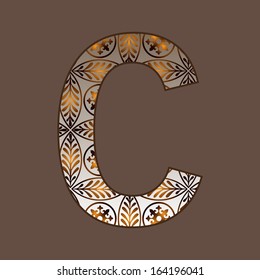 Letter C, vector font of vintage texture. See the entire set of alphabet from this series in my portfolio.