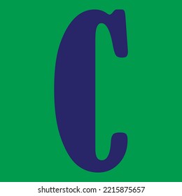 the letter "C" in vector form, the color of the letters is purple and the background color is green  